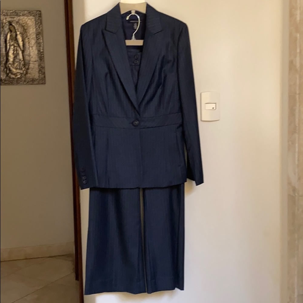 Kenneth Cole Navy Pinstripe Women's Two-Piece Blazer and Skirt
